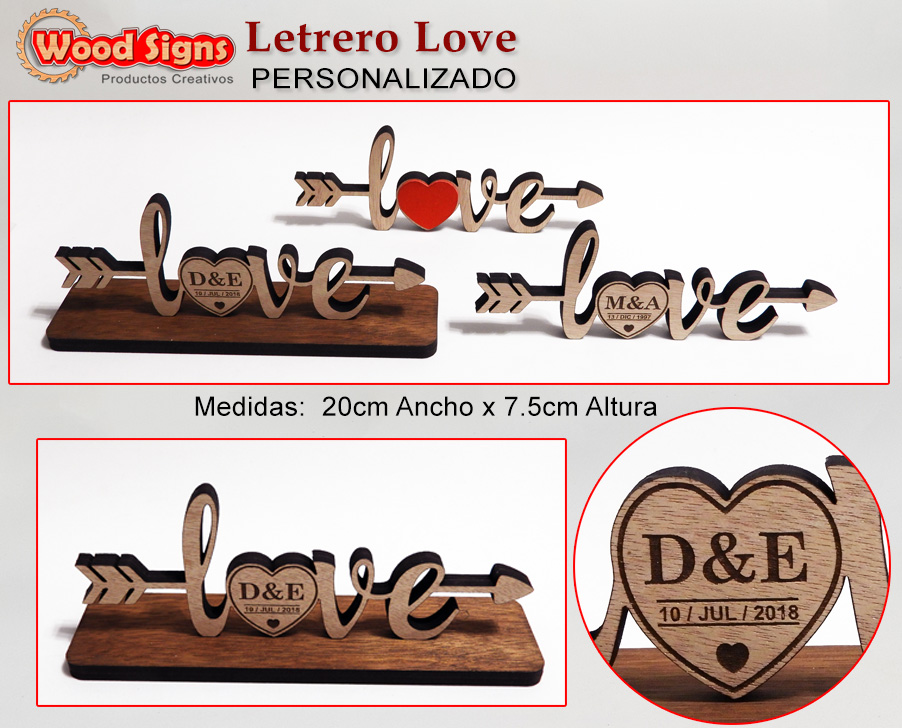 Letrero en madera Love personalizado